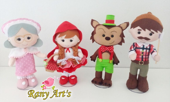 Turma Chapeuzinho vermelho com bonecos de aprox. 20cm