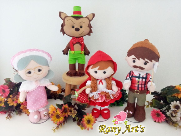 Turma Chapeuzinho vermelho com bonecos de aprox. 20cm