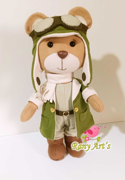 Urso Aviador com 30cm , Urso Baloeiro