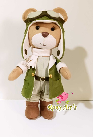 Urso Aviador com 30cm , Urso Baloeiro