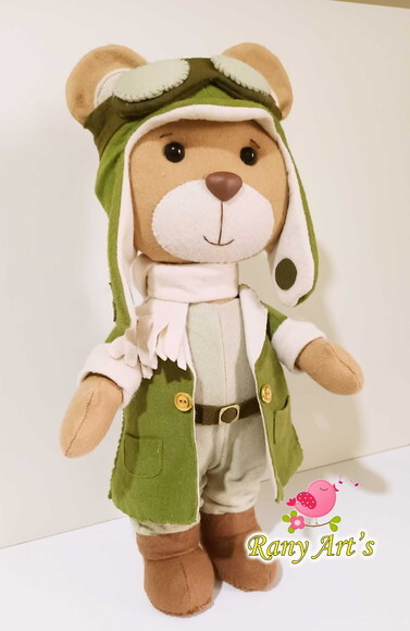 Urso Aviador com 30cm , Urso Baloeiro