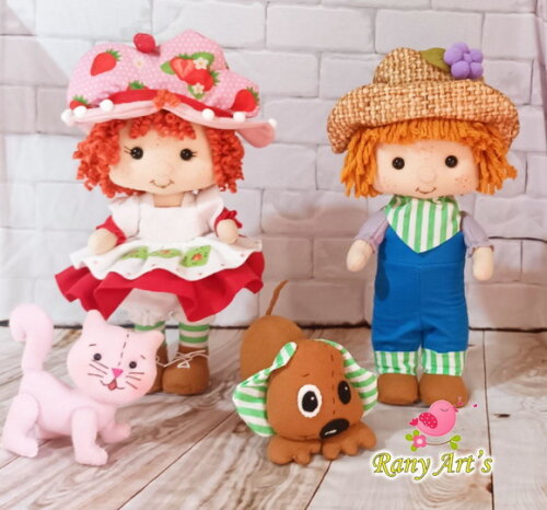 Boneca Moranguinho e Boneco Limãozinho 30cm