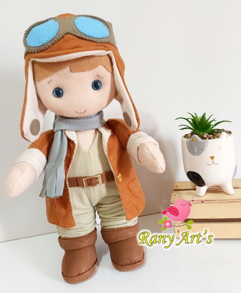 Boneco Aviador 30cm - Menino Baloeiro