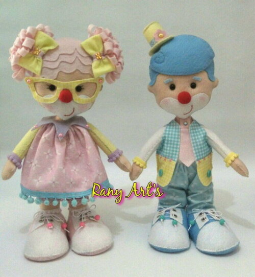 casal de palhacinhos feltro
