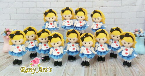 Centro de Mesa Alice 25cm - Kit com 10 Bonecas