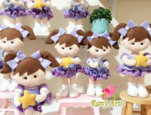 Centro de Mesa Boneca com Lua e Estrela 25cm - Kit com 10