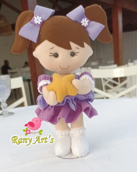 Centro de Mesa Boneca com Lua e Estrela 25cm - Kit com 10