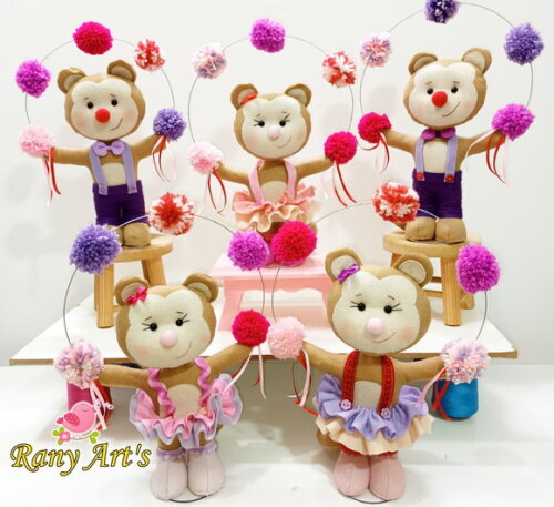 Centros de Mesa Circo Rosa 12 Peças