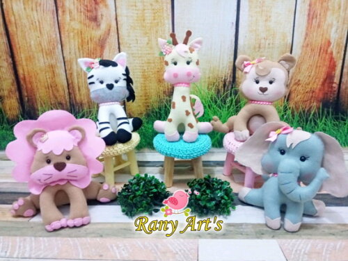 Centros de Mesa Safari Rosa com 20cm - Kit com 12unidades