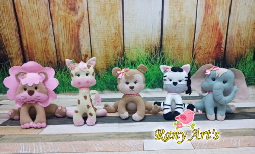 Centros de Mesa Safari Rosa com 20cm - Kit com 12unidades