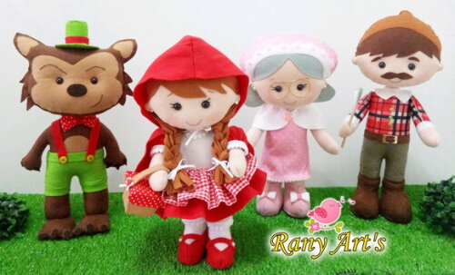 Chapeuzinho Vermelho Turma com 4 Personagens de 30cm