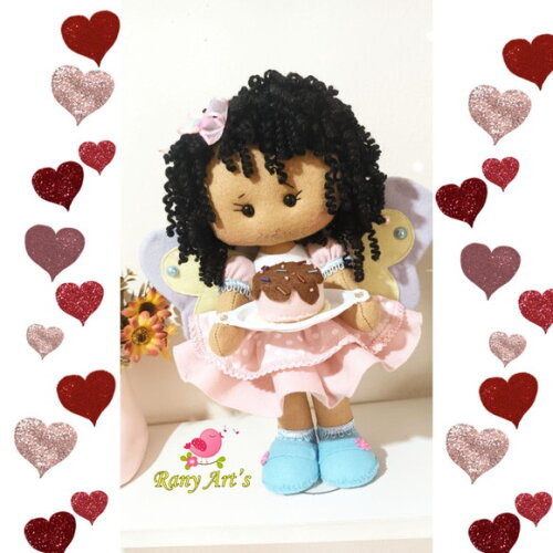 Confeiteira Cacheada em Feltro 30cm