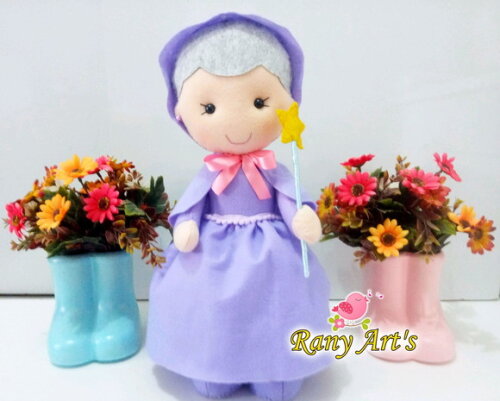 Fada Madrinha da Cinderella em feltro com 40cm