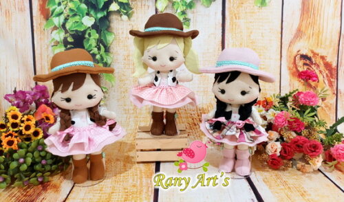 Fazendeiros em Feltro 25cm Kit com 4