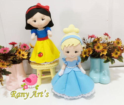 Kit Conto de Fadas com 7 Personagens de 25cm em Feltro