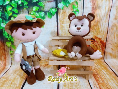 Kit safari - Menino e menina safari com bichinhos