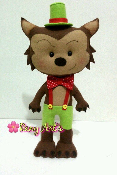 Lobo Mau em Feltro com 30cm Altura