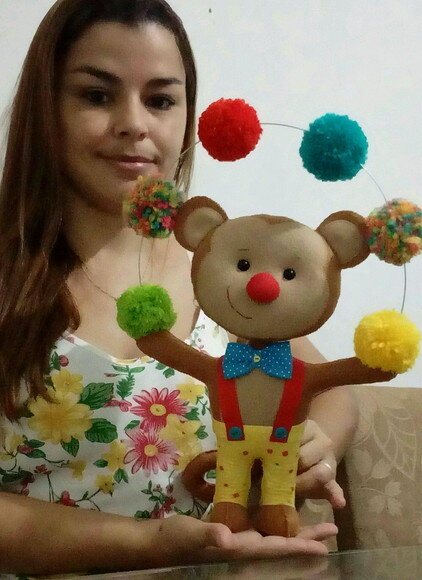 macaco malabarista feltro - macaco circo