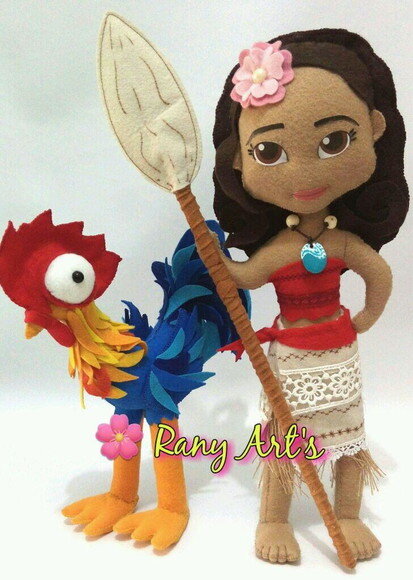 Moana e Hei Hei em feltro