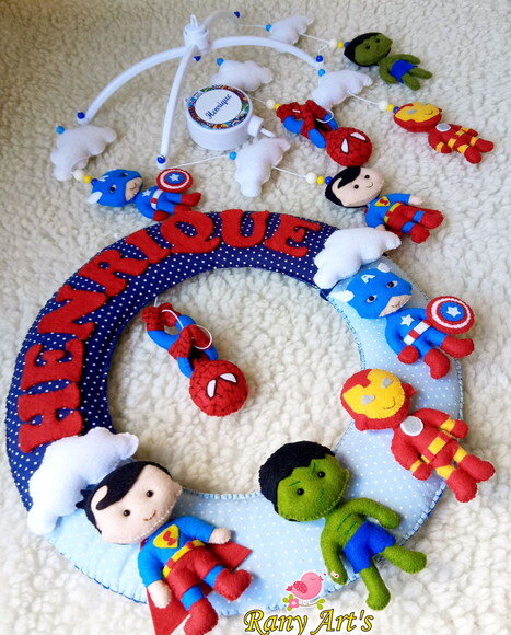 Móbile Musical e Enfeite de Porta Super Herois