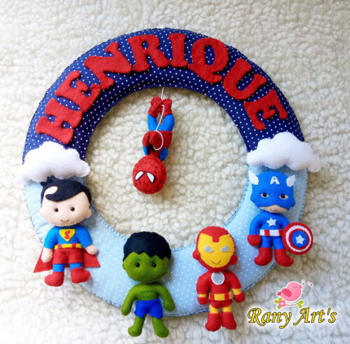 Móbile Musical e Enfeite de Porta Super Herois