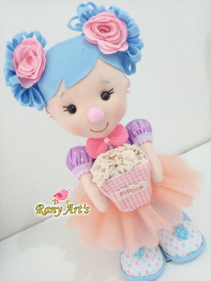 Palhacinha Circo Rosa Luxo com 30cm