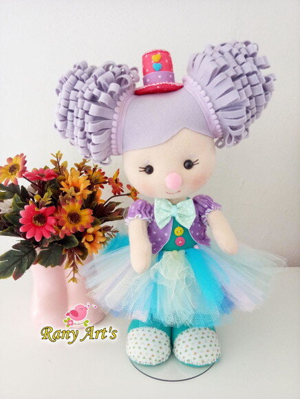 Palhacinha Circo Rosa Luxo com 30cm