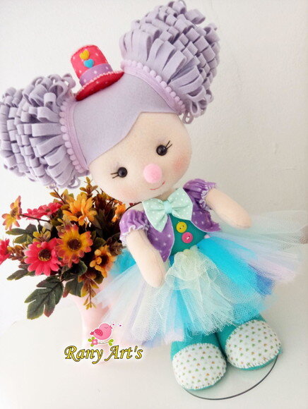 Palhacinha Circo Rosa Luxo com 30cm