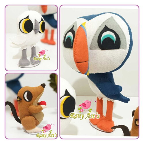 Puffin Rock Kit com 3 Personagens: Mossy, Oona, Baba