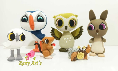 Puffin Rock Kit com 3 Personagens: Mossy, Oona, Baba
