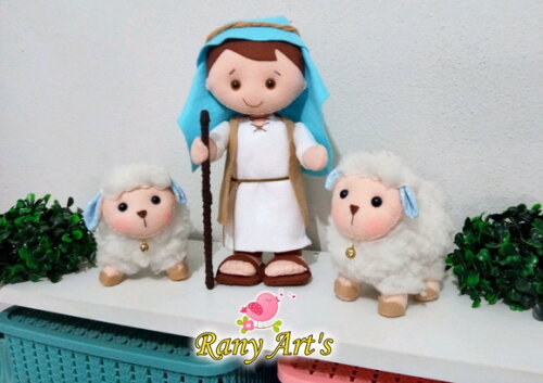 Rei Davi e Ovelhas - Rei Davi 21cm e Ovelhas de 9x12cm