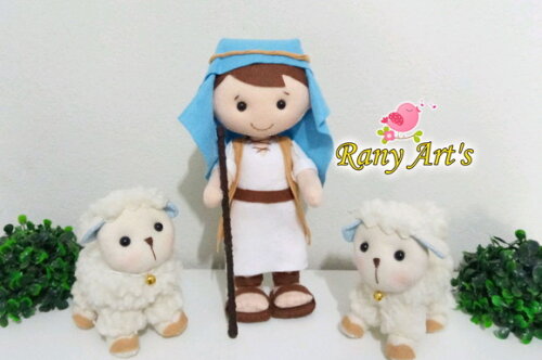 Rei Davi e Ovelhas Boneco de 21cm