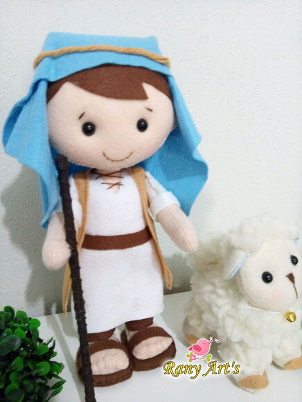 Rei Davi e Ovelhas Boneco de 21cm