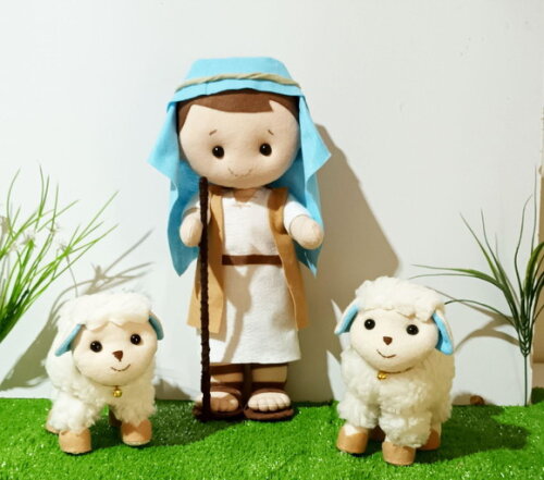 Rei Davi e Ovelhas Boneco de 30cm