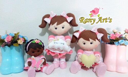 Trio de Bonecas para Nicho, 15, 20, 28cm Sentada