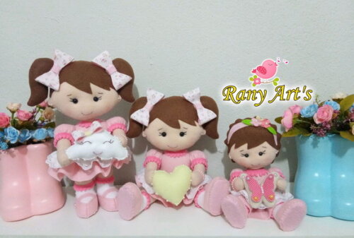 Trio de Bonecas para Nicho, 15, 20, 28cm Sentada