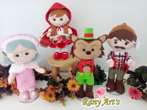 Turma Chapeuzinho vermelho com bonecos de aprox. 20cm