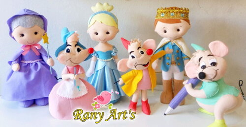 Turma Cinderella com 40cm e ratinhos de 30cm