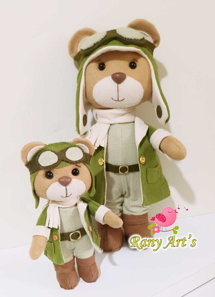 Urso Aviador com 30cm , Urso Baloeiro