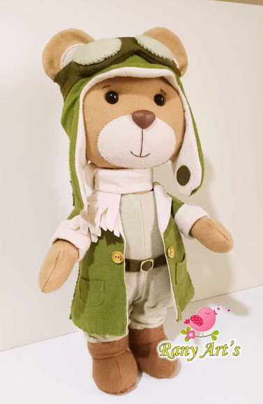 Urso Aviador com 30cm , Urso Baloeiro