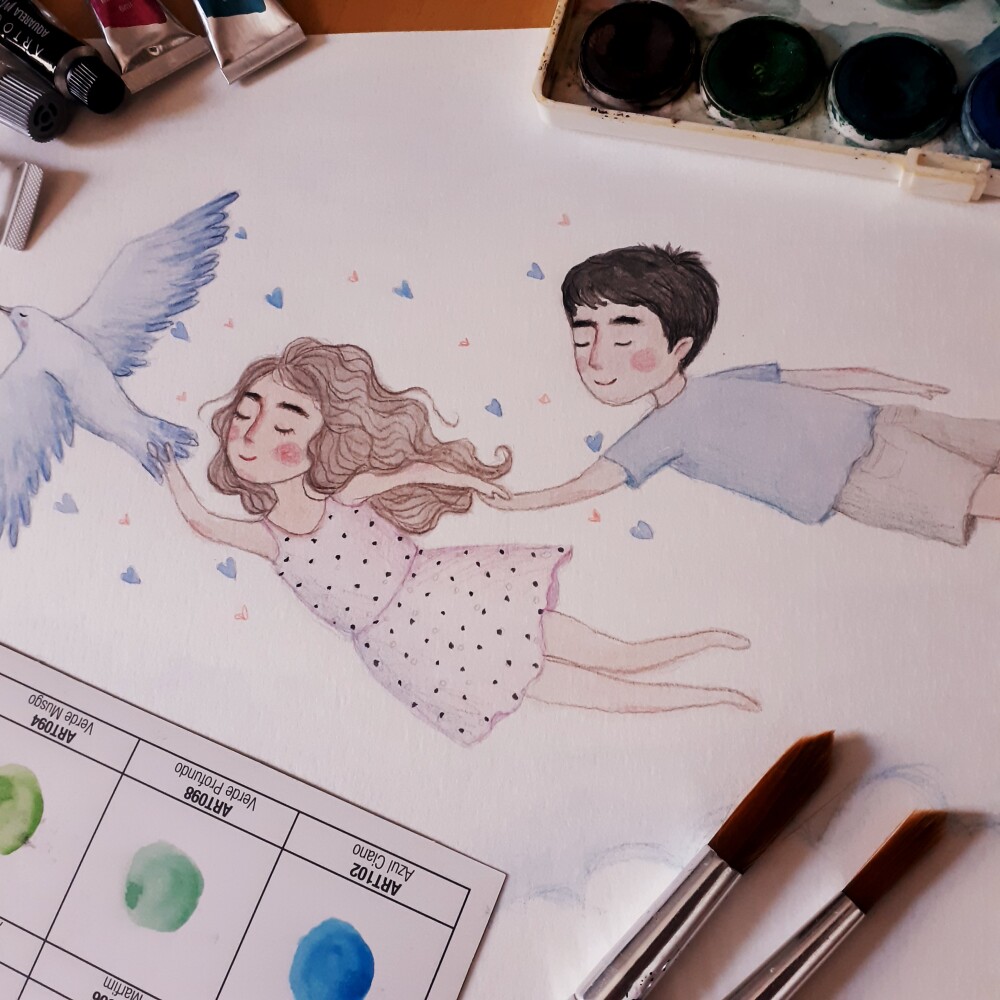 Pintura em aquarela personalizada A4