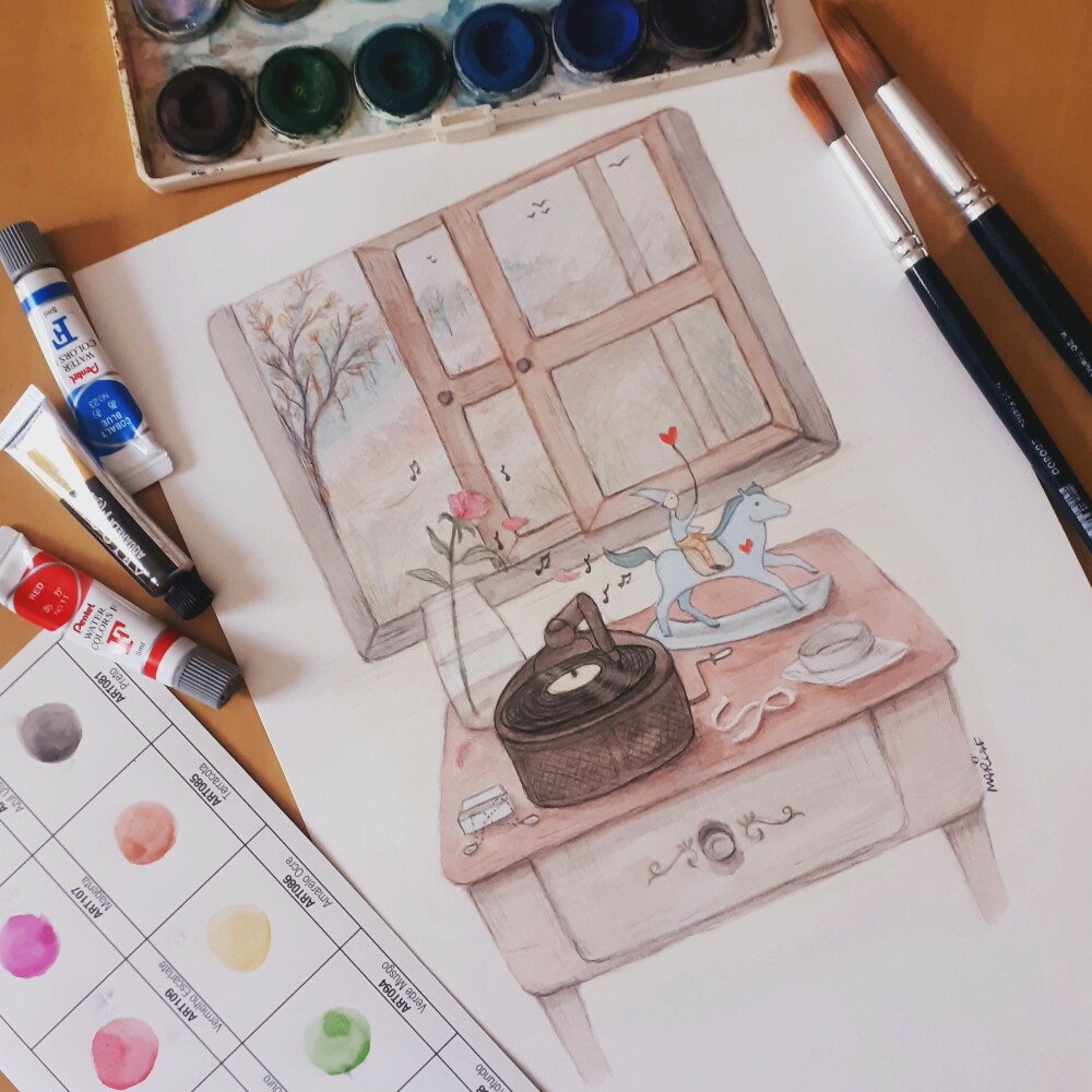 Pintura em aquarela personalizada A4