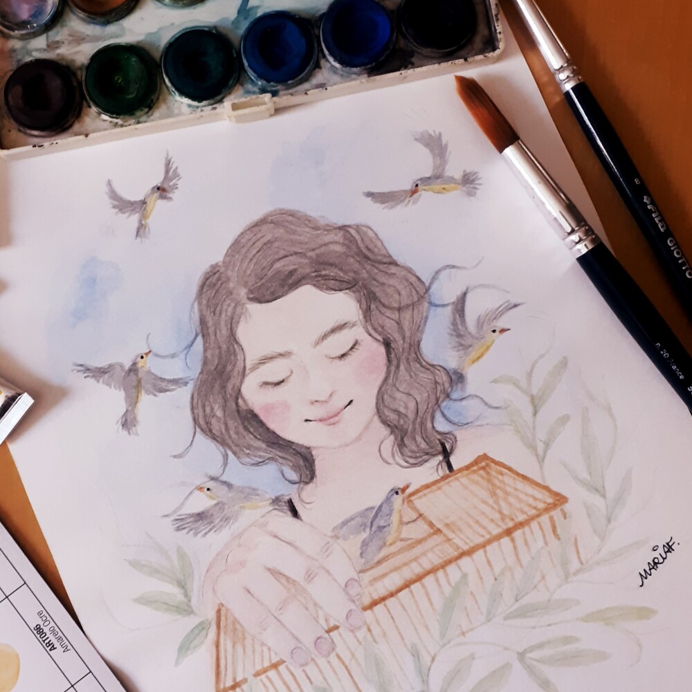 Pintura em aquarela personalizada A4