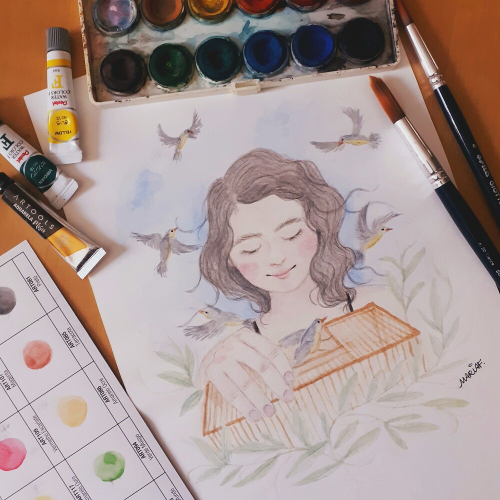 Pintura em aquarela personalizada A4