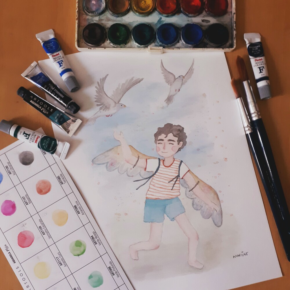Pintura em aquarela personalizada A4