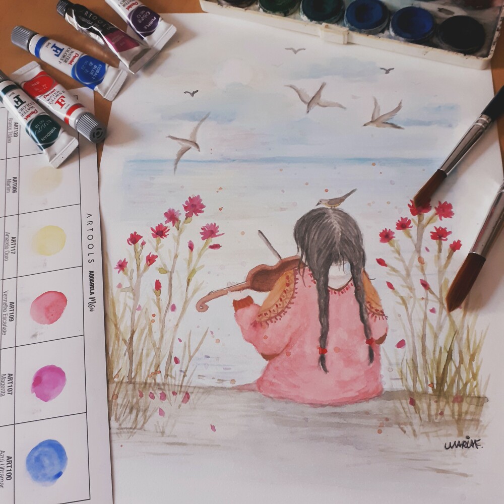 Pintura em aquarela personalizada A4