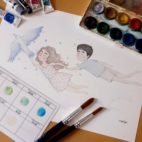 Pintura em aquarela personalizada A4