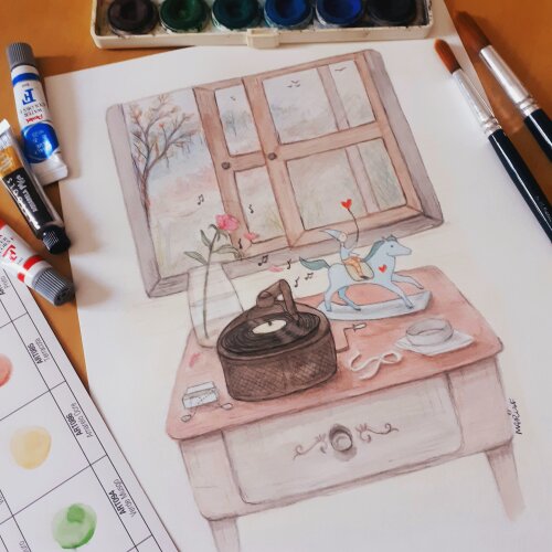 Pintura em aquarela personalizada A4