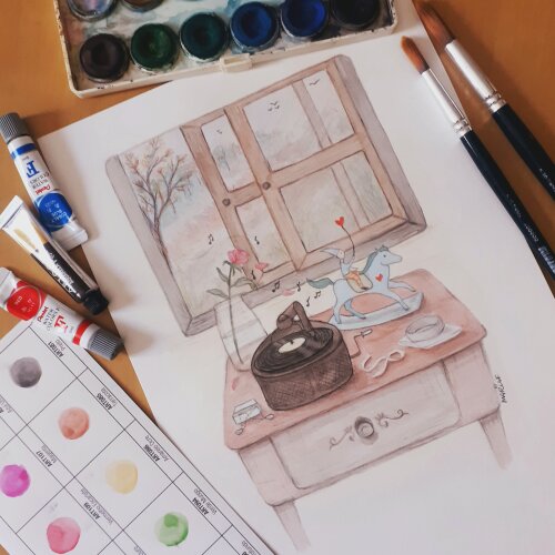 Pintura em aquarela personalizada A4