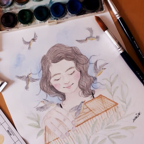 Pintura em aquarela personalizada A4